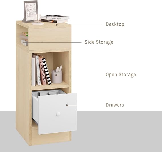 Narrow Bedside Modern Wooden Nightstand For Bedrooms By Miza