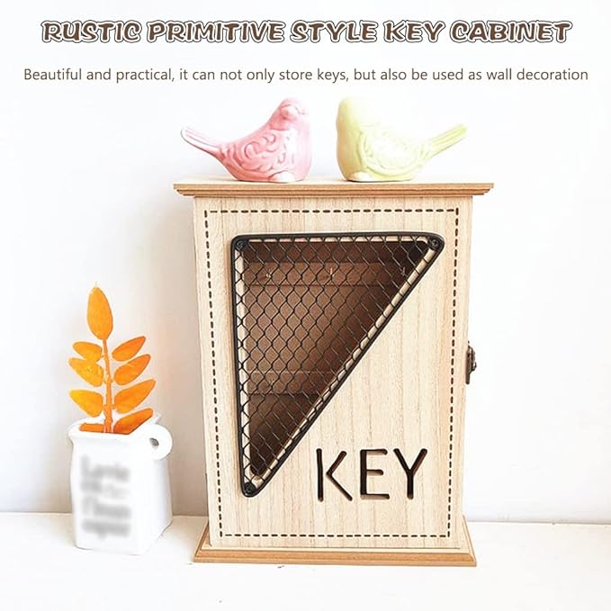 Wooden Key Box Almirah 6 Hooks Key Holder Wall Hanging Key Rack-1 PC-BY APT
