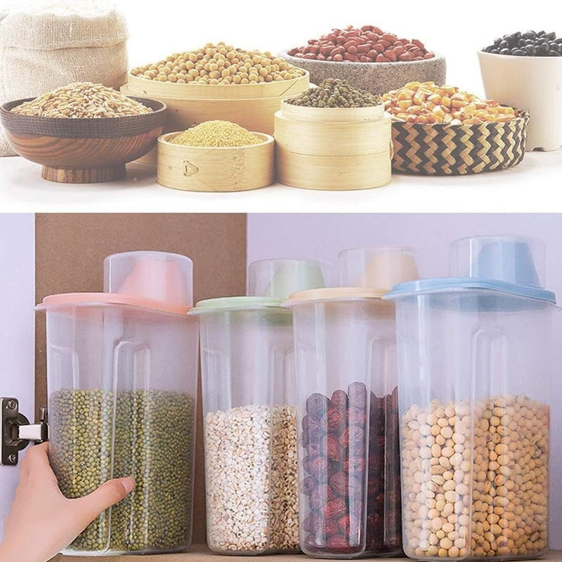 Cereal Stroage & Dispenser Jar With Measuring Cup - 1900 ML ( Random Colour ) By AK - 1 PC