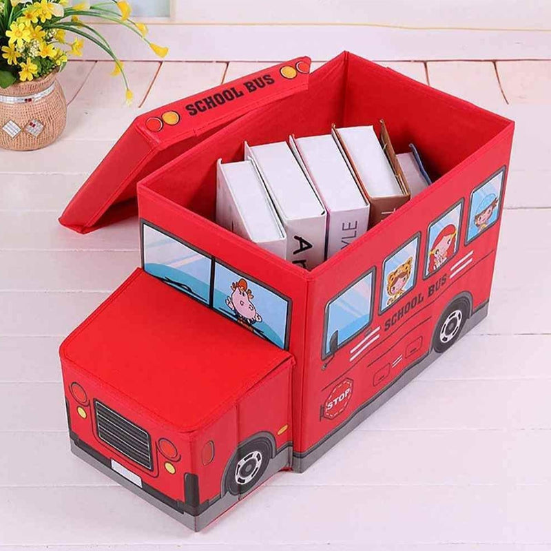 Kids School Bus Shape Storage Box By AK - 1 PC