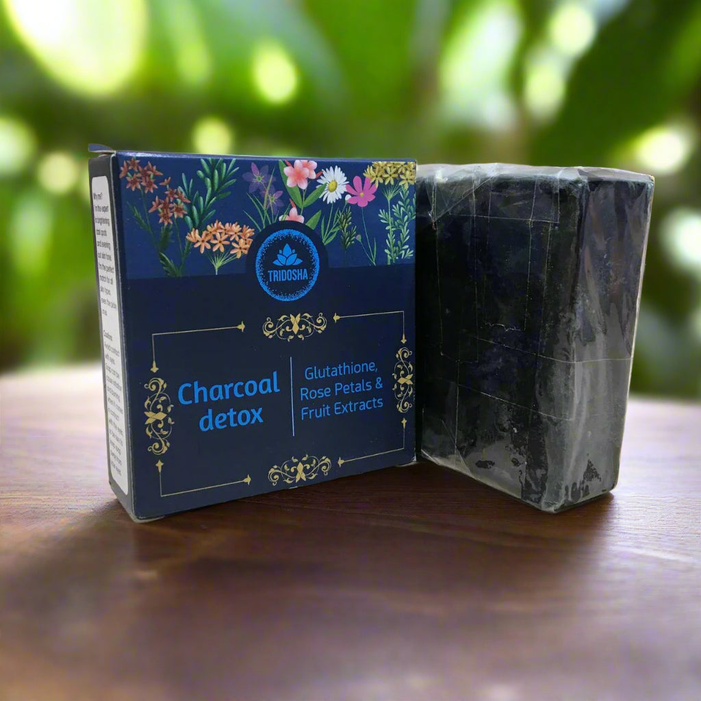 Tridosha Charcoal Detox Soap with Glutathione, Rose Petals & Fruit Extracts