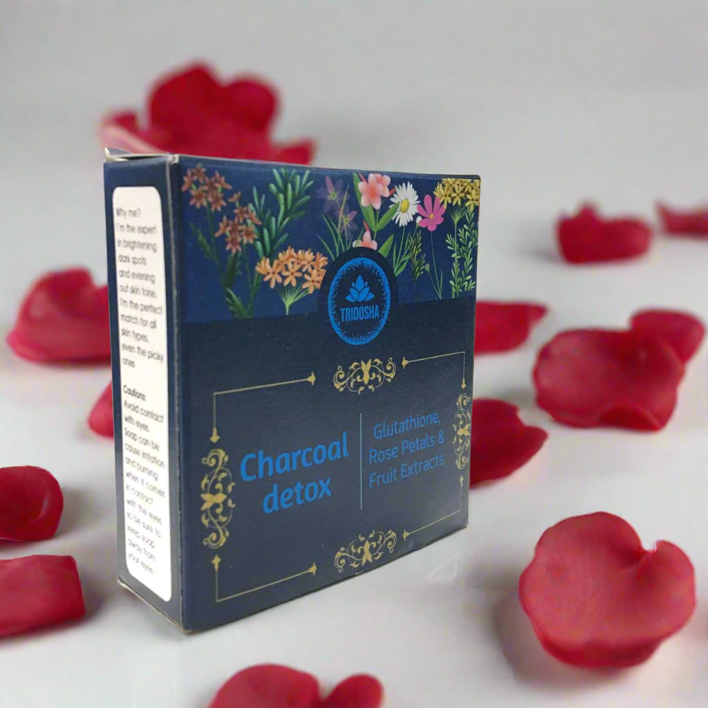 Tridosha Charcoal Detox Soap with Glutathione, Rose Petals & Fruit Extracts