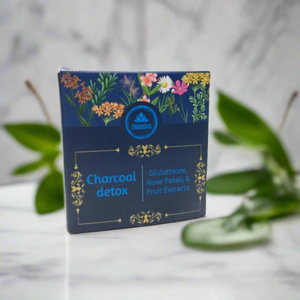Tridosha Charcoal Detox Soap with Glutathione, Rose Petals & Fruit Extracts