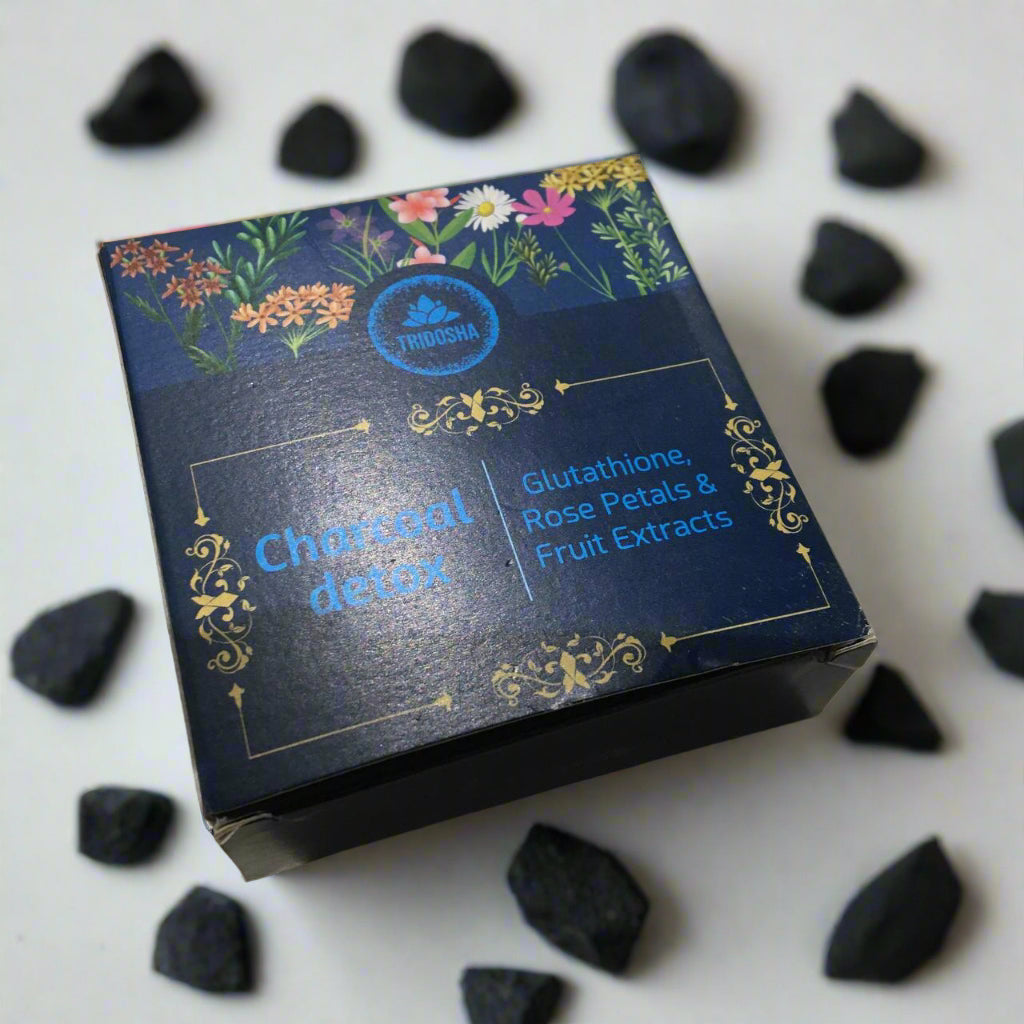 Tridosha Charcoal Detox Soap with Glutathione, Rose Petals & Fruit Extracts