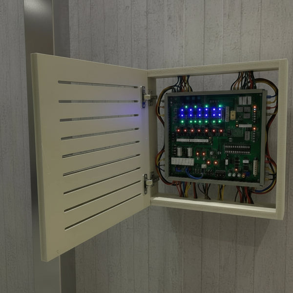 Floating WPC Geometric Line Shape Electric Meter Cover By Miza