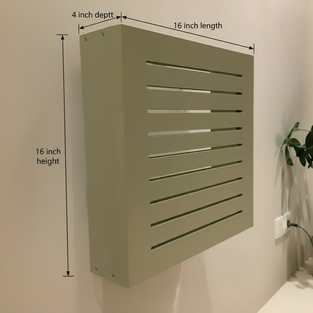 Floating WPC Geometric Line Shape Electric Meter Cover By Miza