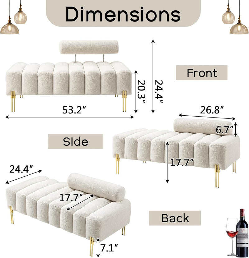 Modern Loveseat Sofa Couch with Golden Legs/Couches for Living Room Bedroom Office