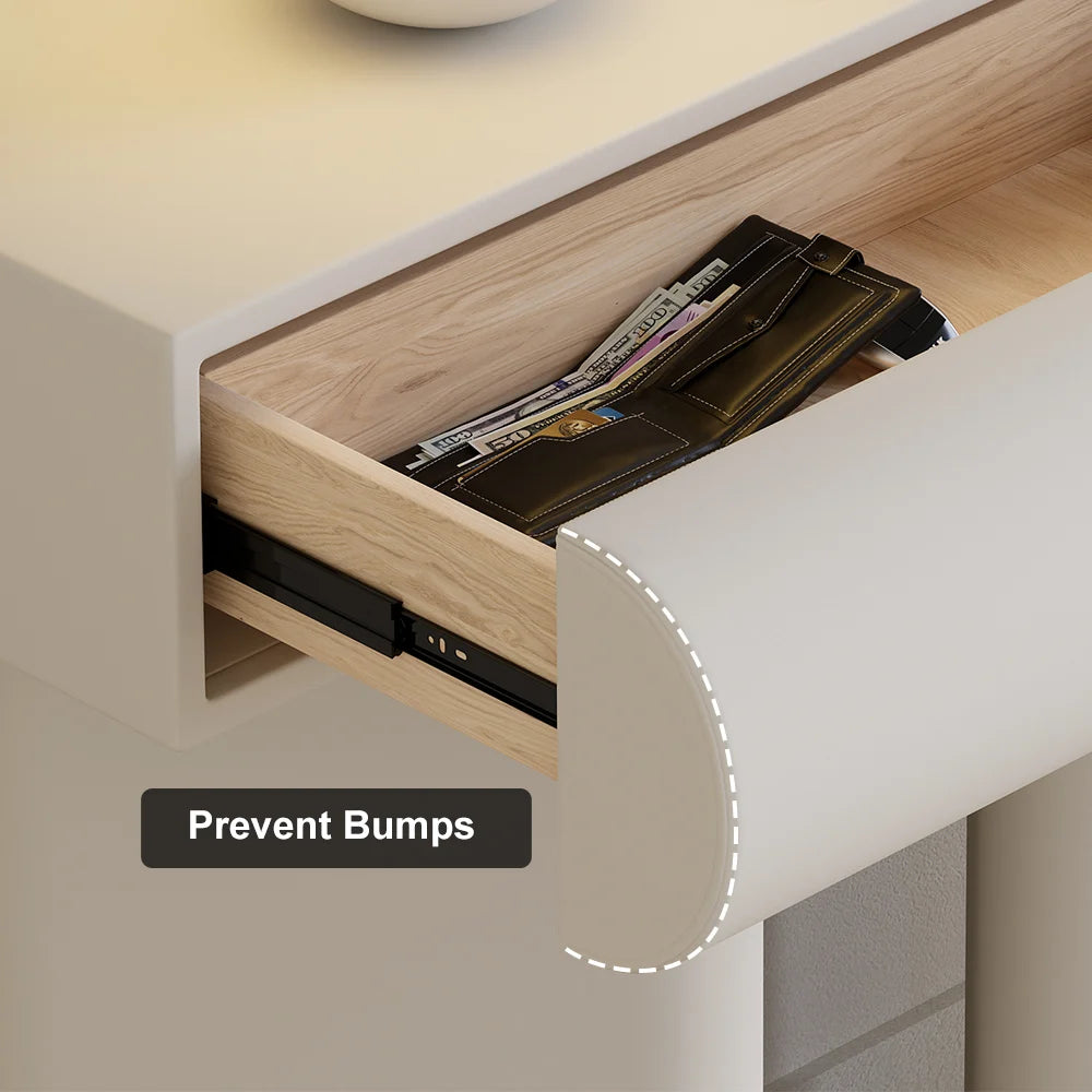 Modern Faux Leather Console Table With Storage Entryway Table