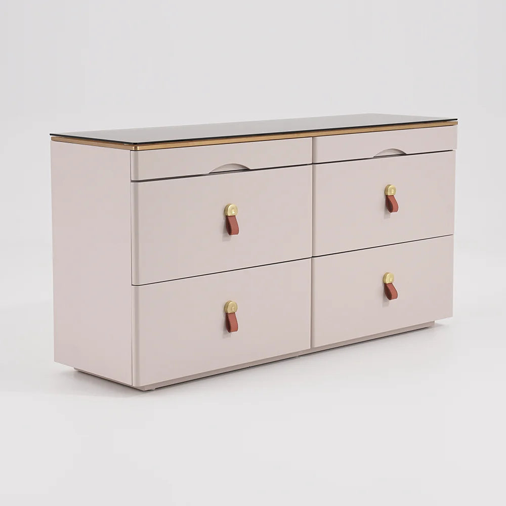 47 "W Glass Champagne Dresser 6 Drawer Closet Island With Jewelry Storage