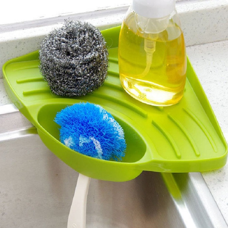Sink Corner Tray For Soap/Bathroom Holder Storage & Sponge ( Random Colour ) By AK - 1 PC