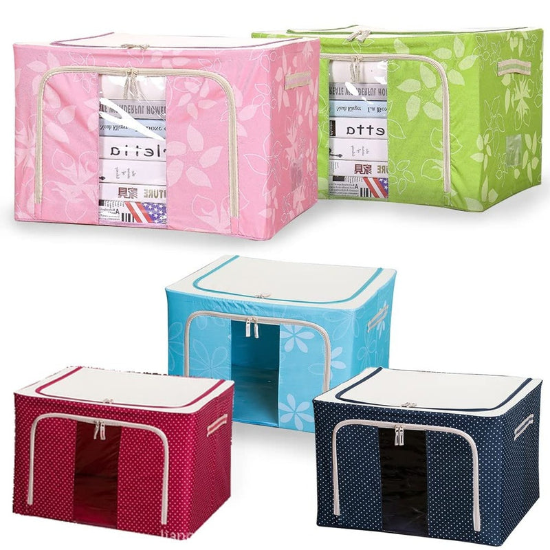 Foldable Living Storage Boxes With Metal Frame in Random Color By SOPT - 1 PC