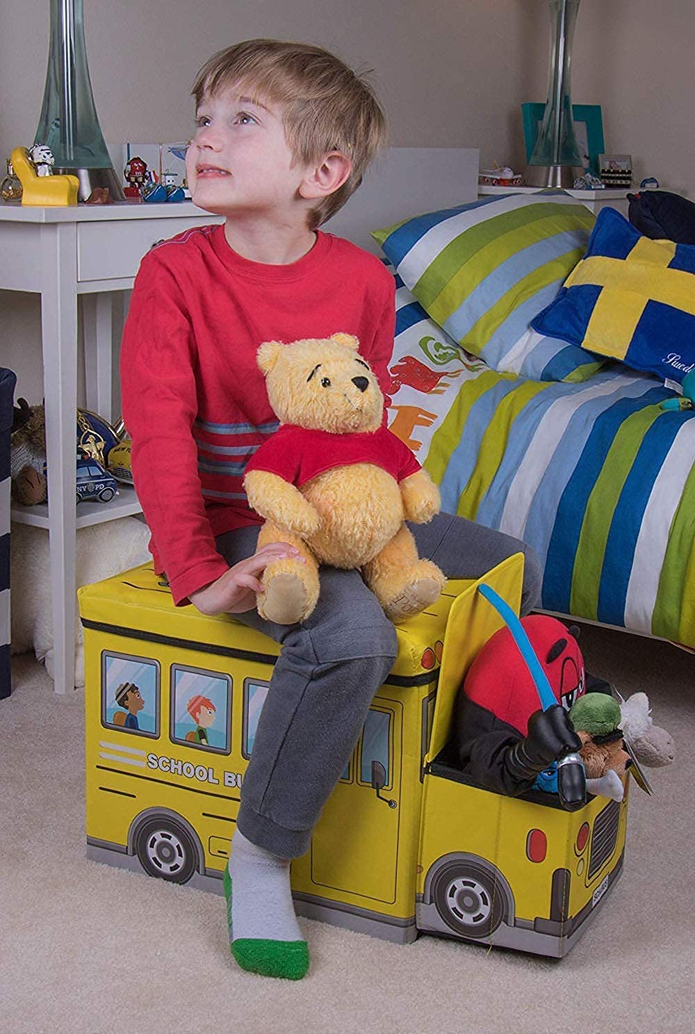 Kids School Bus Shape Storage Box By AK - 1 PC