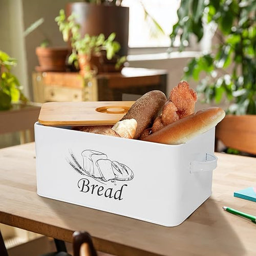 Bread Box And 3-Piece With Sugar Tea Coffee Containers Sets For Kitchen Countertop By MA-WH4