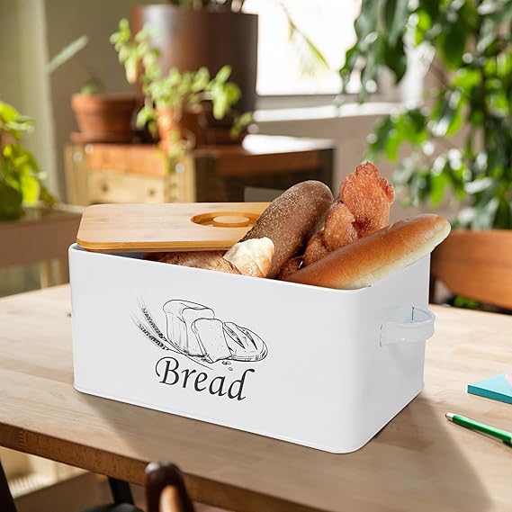 Bread Box And 3-Piece With Sugar Tea Coffee Containers Sets For Kitchen Countertop By MA-WH4