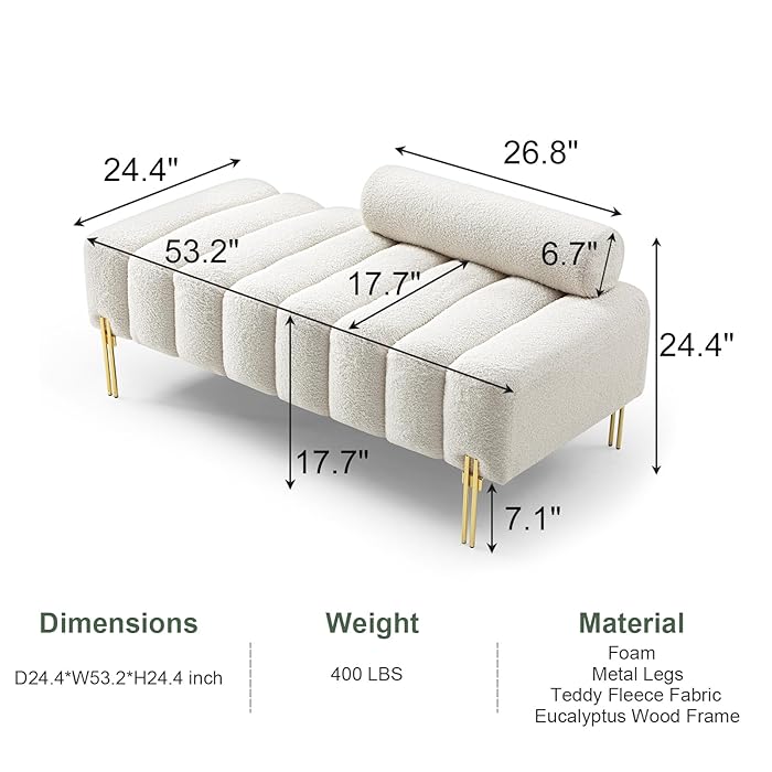 Modern Loveseat Sofa Couch with Golden Legs/Couches for Living Room Bedroom Office