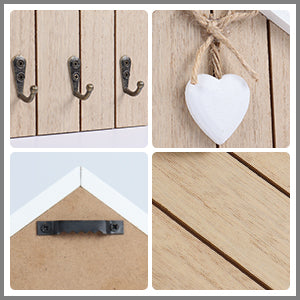 Rustic Keyhole Design Key Holder With 6 Hooks Wall Mounted-1 PC-BY APT