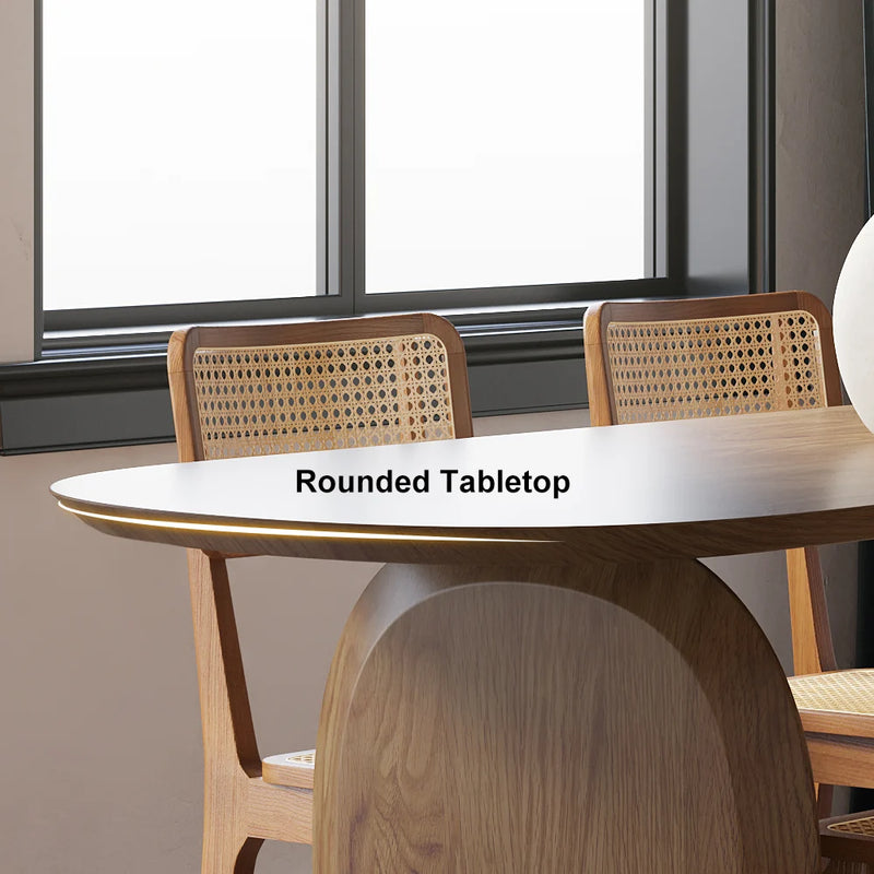 Oval Solid Wood Dining Table With Sturdy Pedestals