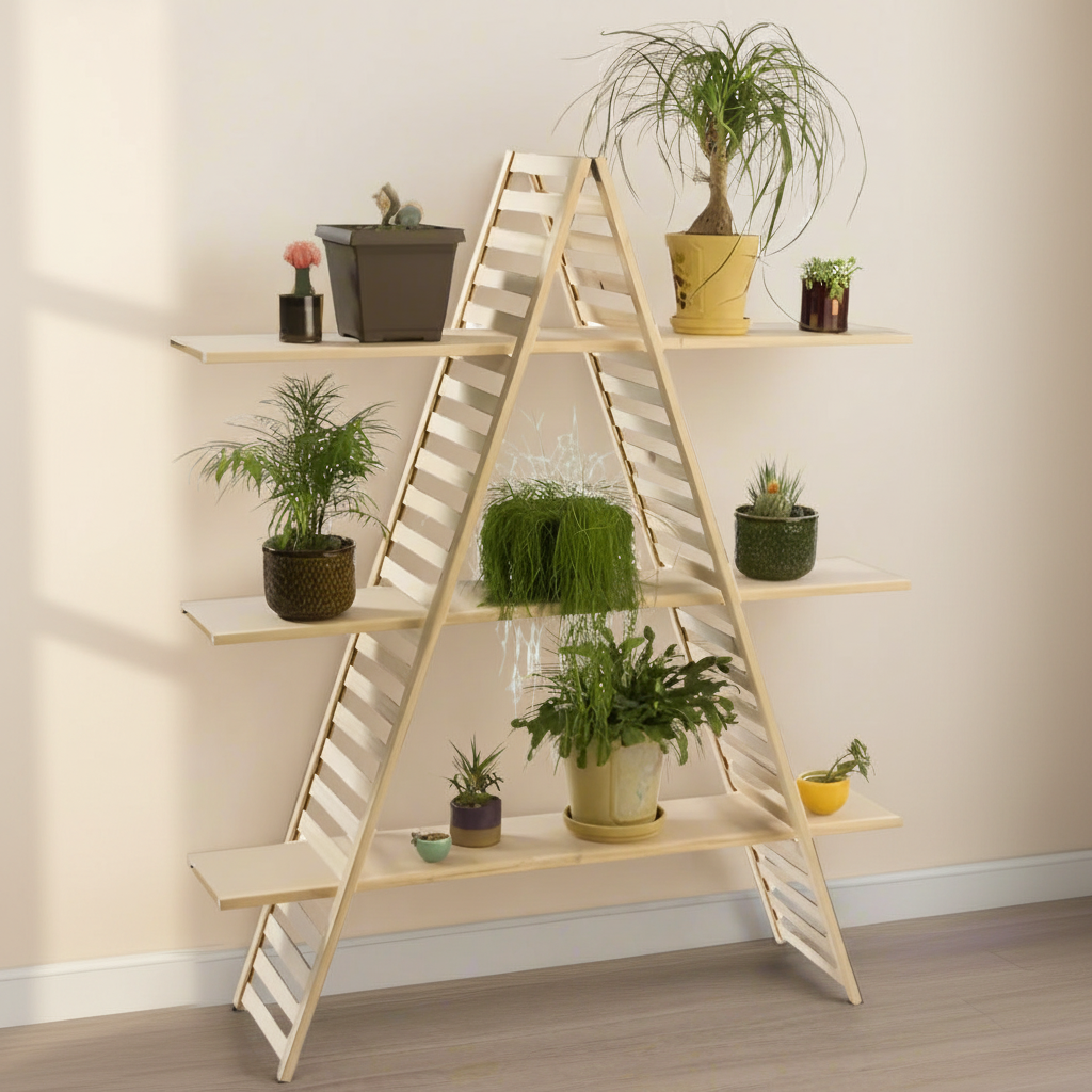 3 Tiers Wood A-Frame Shelf By Miza