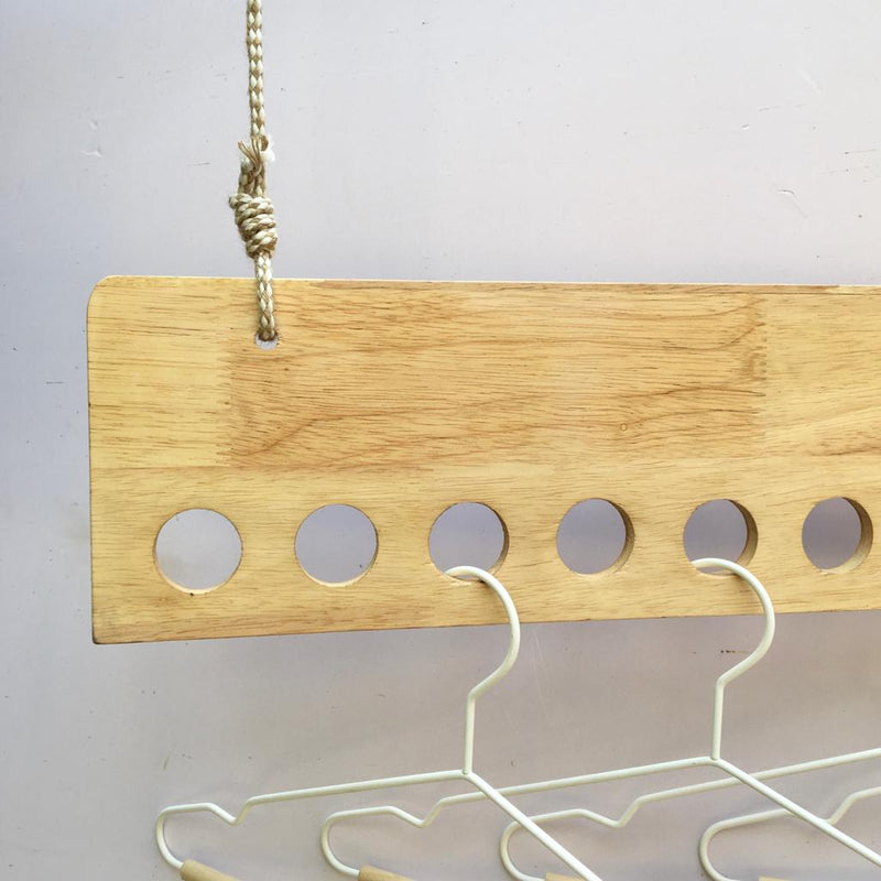 Ceiling Rope Hanging Wooden Clothes Hanger Rack By Miza