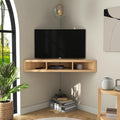 Modern TV Stand With Storage, Floating Corner Wall ,Wood Entertainment Center with Shelves By Miza