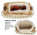 Handmade Round Bamboo Clutch Pearl Crossbody Hand Bag/Shoulder Sling Purse By APT