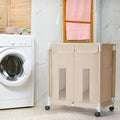 2 Sections Laundry Basket with Wheels Rolling Laundry Hamper With Lid Cover By AK