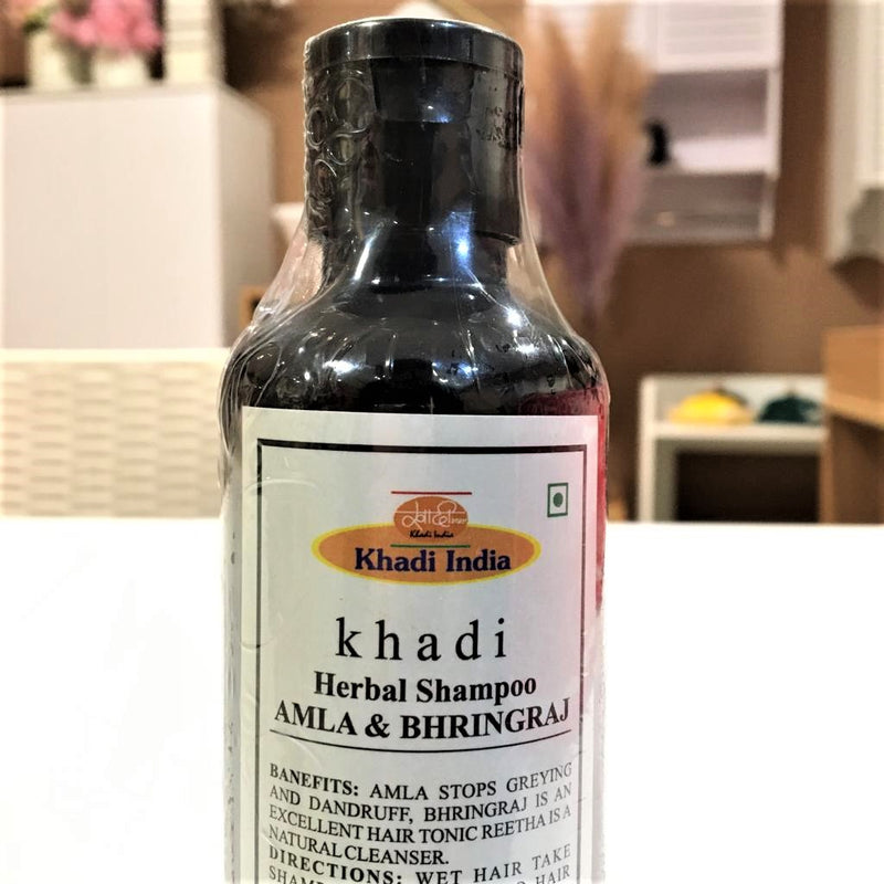 Khadi India Pack of 2 Herbal Shampoo Amla & Bhringraj Natural Ingredients 210ml