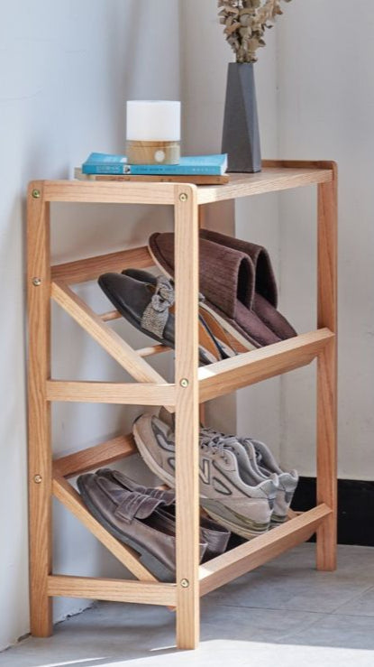 Multi-Tier Slant Wooden Shoe Rack By Miza