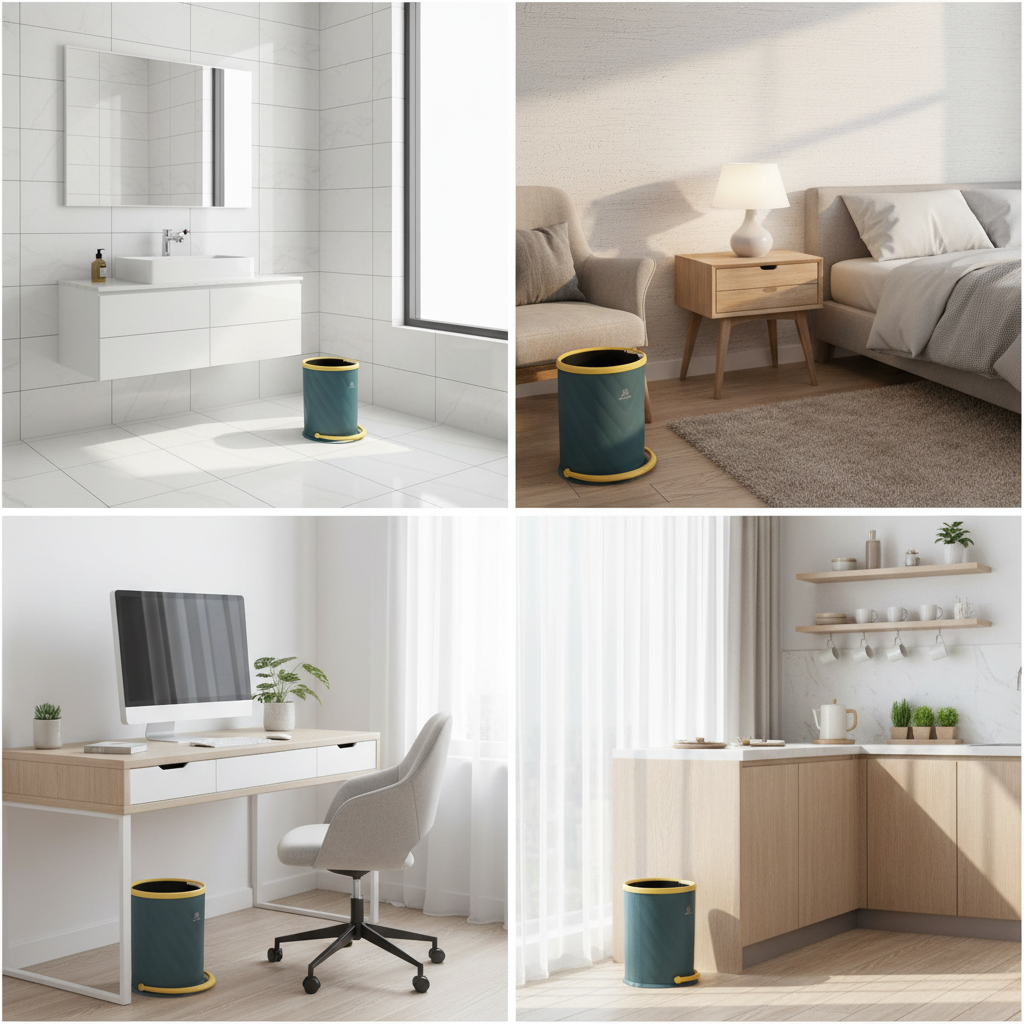 8L Pedal Waste Bin | Quilted Art Leather, Soft-Close Lid | Bathroom & Bedroom Dustbin By APT