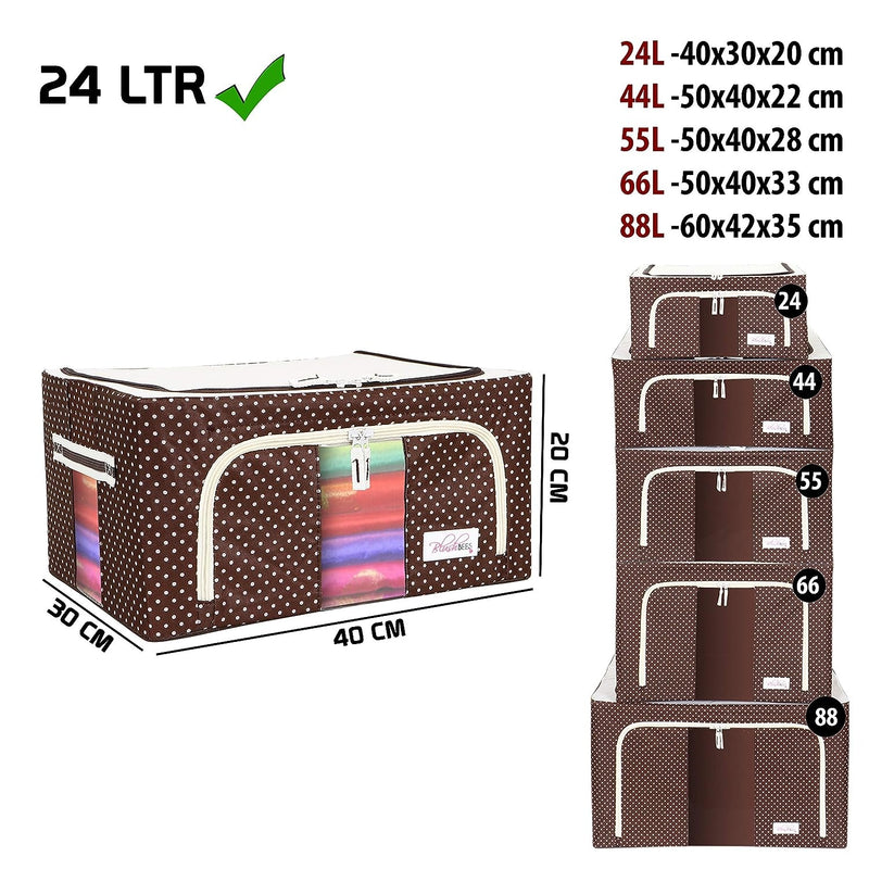 Foldable Living Storage Boxes With Metal Frame in Random Color By SOPT - 1 PC