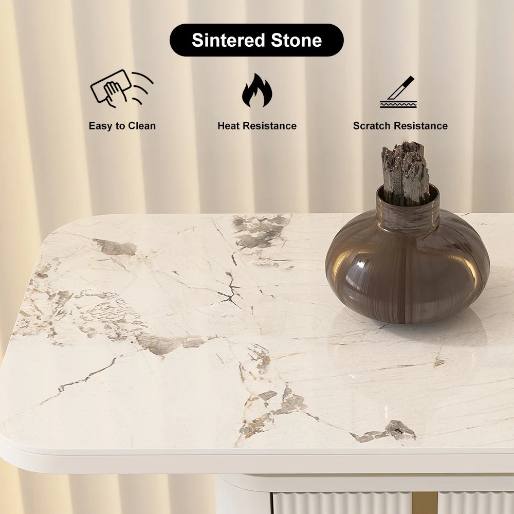 Modern Sintered Stone Top Console Table With Storage Entryway Table