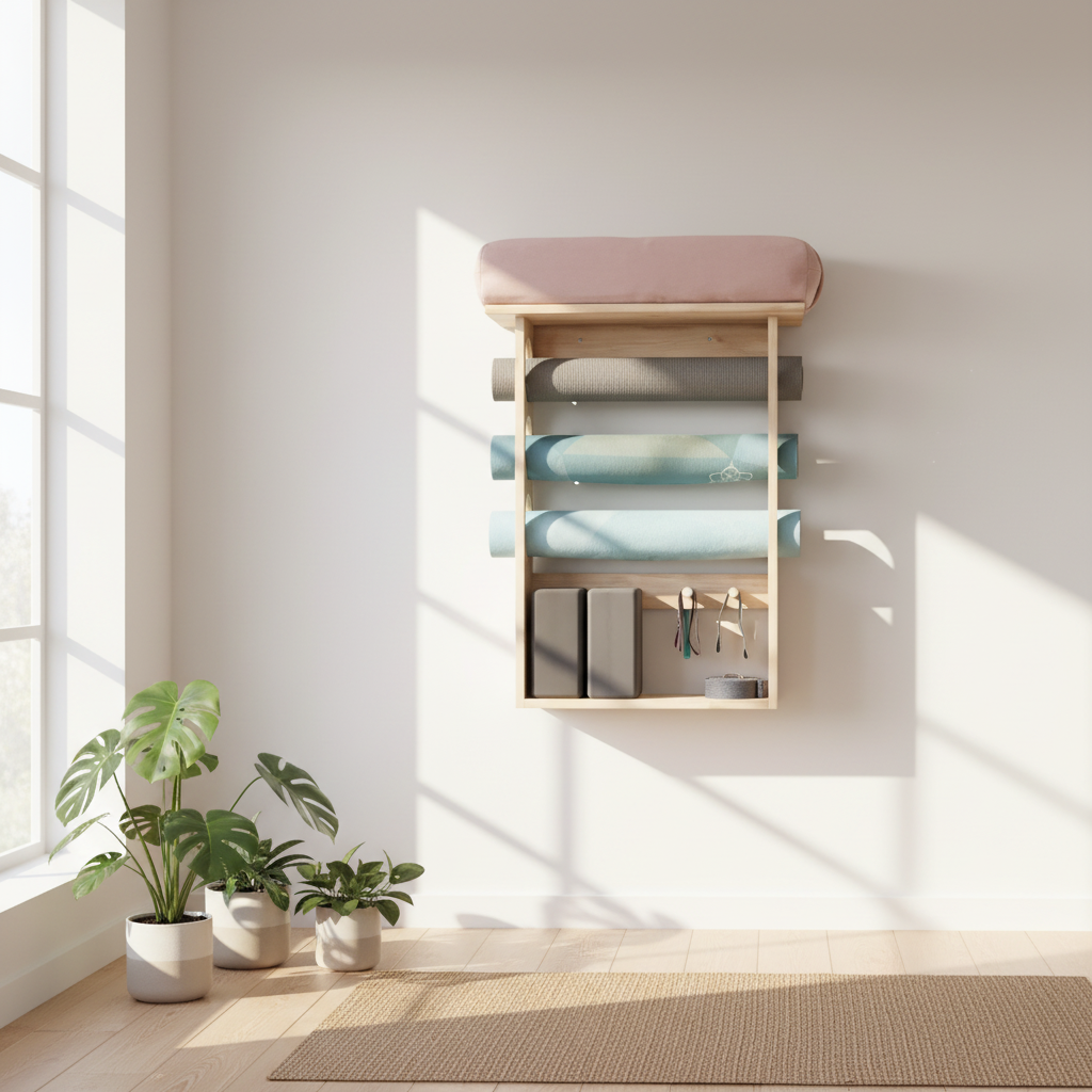 Wall Mounted Exercise Mat Rack Keep Your Workout Area Organized By Miza