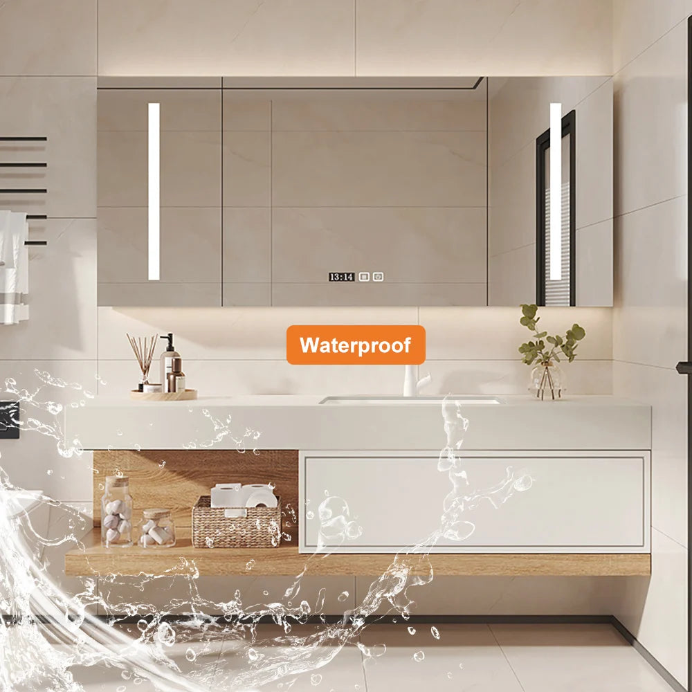 Modern Floating Bathroom Vanity Set With Single Sink Wall-Mounted In White & Natural