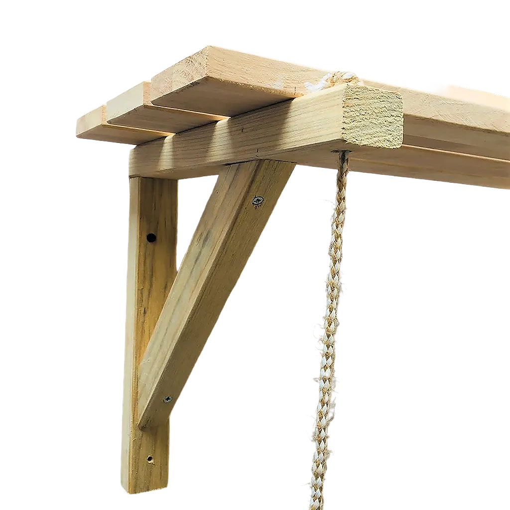 Wooden Bracket Shelf With Hanging Rope/Timber Clothes Rack By Miza