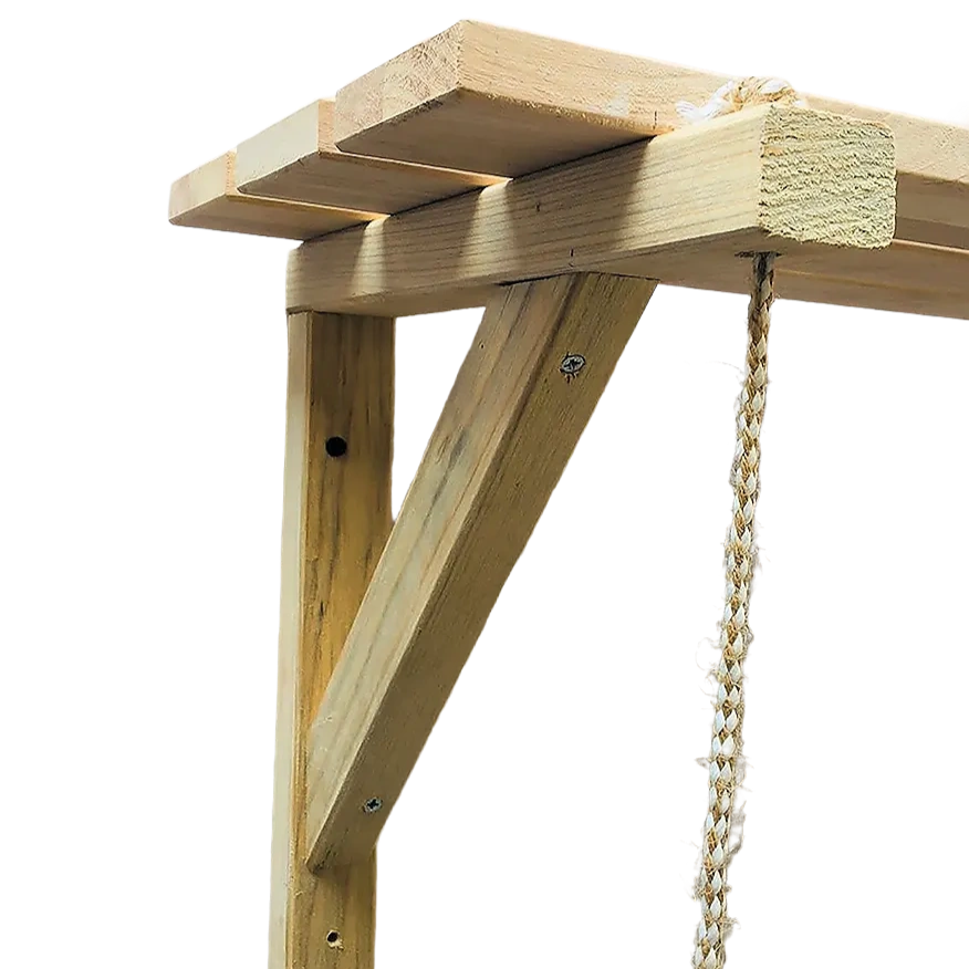 Wooden Bracket Shelf With Hanging Rope/Timber Clothes Rack By Miza