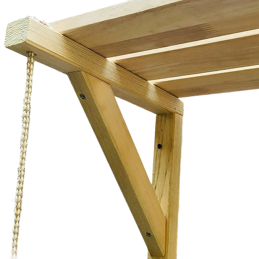 Wooden Bracket Shelf With Hanging Rope/Timber Clothes Rack By Miza