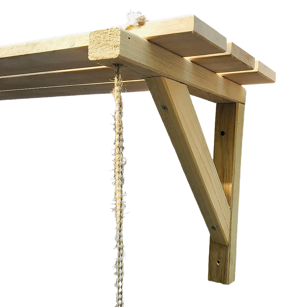 Wooden Bracket Shelf With Hanging Rope/Timber Clothes Rack By Miza