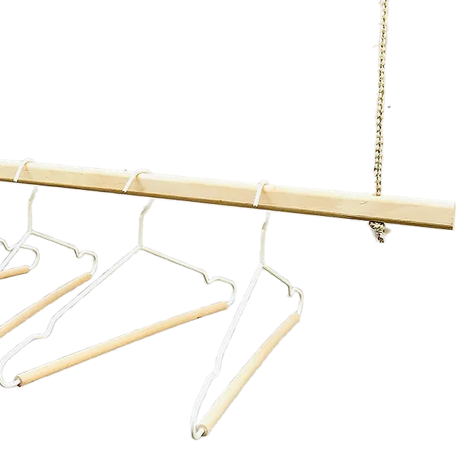 Wooden Bracket Shelf With Hanging Rope/Timber Clothes Rack By Miza