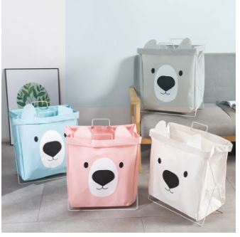 Cute Cartoon Canvas Foldable Laundry Basket Home Organizer-Random Color Pack Of 2 BY SOPT