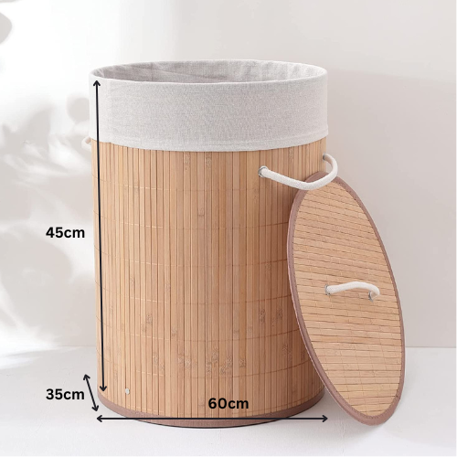 Laundry Bamboo ,Clothes Storage Basket ,Free Standing Dirty Clothes Hamper Bin-Random Color-1PC-BY APT