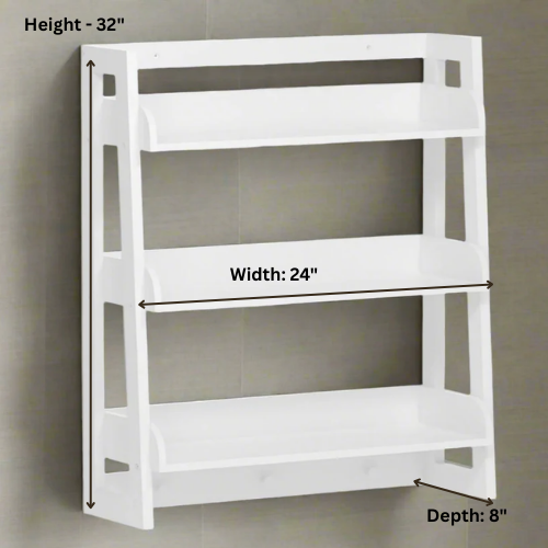 3 Tier Bathroom Shelf Wall Mounted with Towel Hooks By Miza