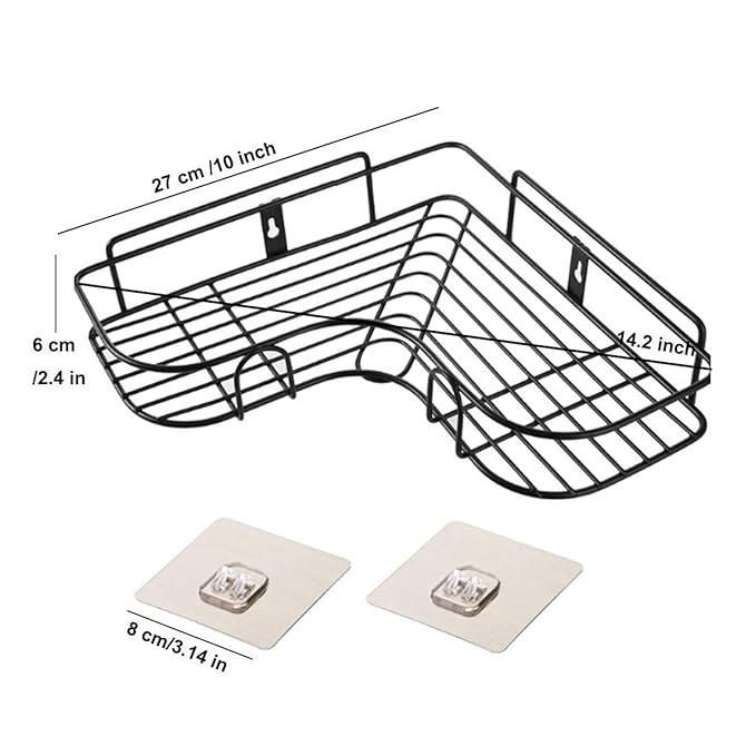 Modern Self-Adhesive Corner Metal Rack Pack Of 2 For Bathroom/Kitchen Multi Purpose Random Color-BY SOPT