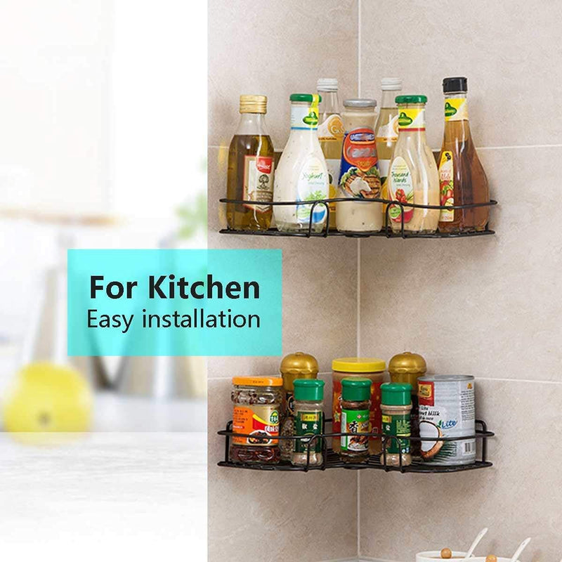 Modern Self-Adhesive Corner Metal Rack Pack Of 2 For Bathroom/Kitchen Multi Purpose Random Color-BY SOPT