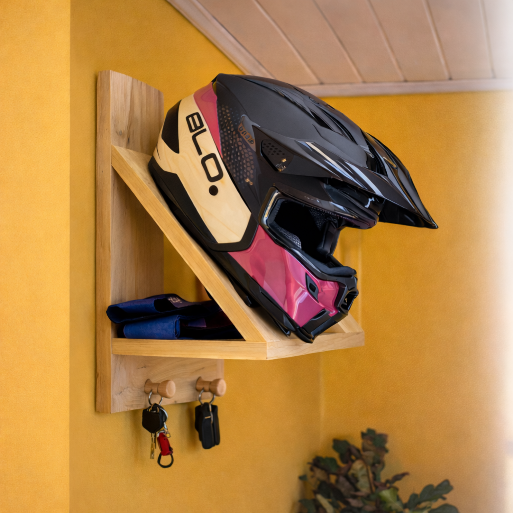 Peelorange Wall-Mounted Helmet, Key & Gear Rack, 1PC By Miza