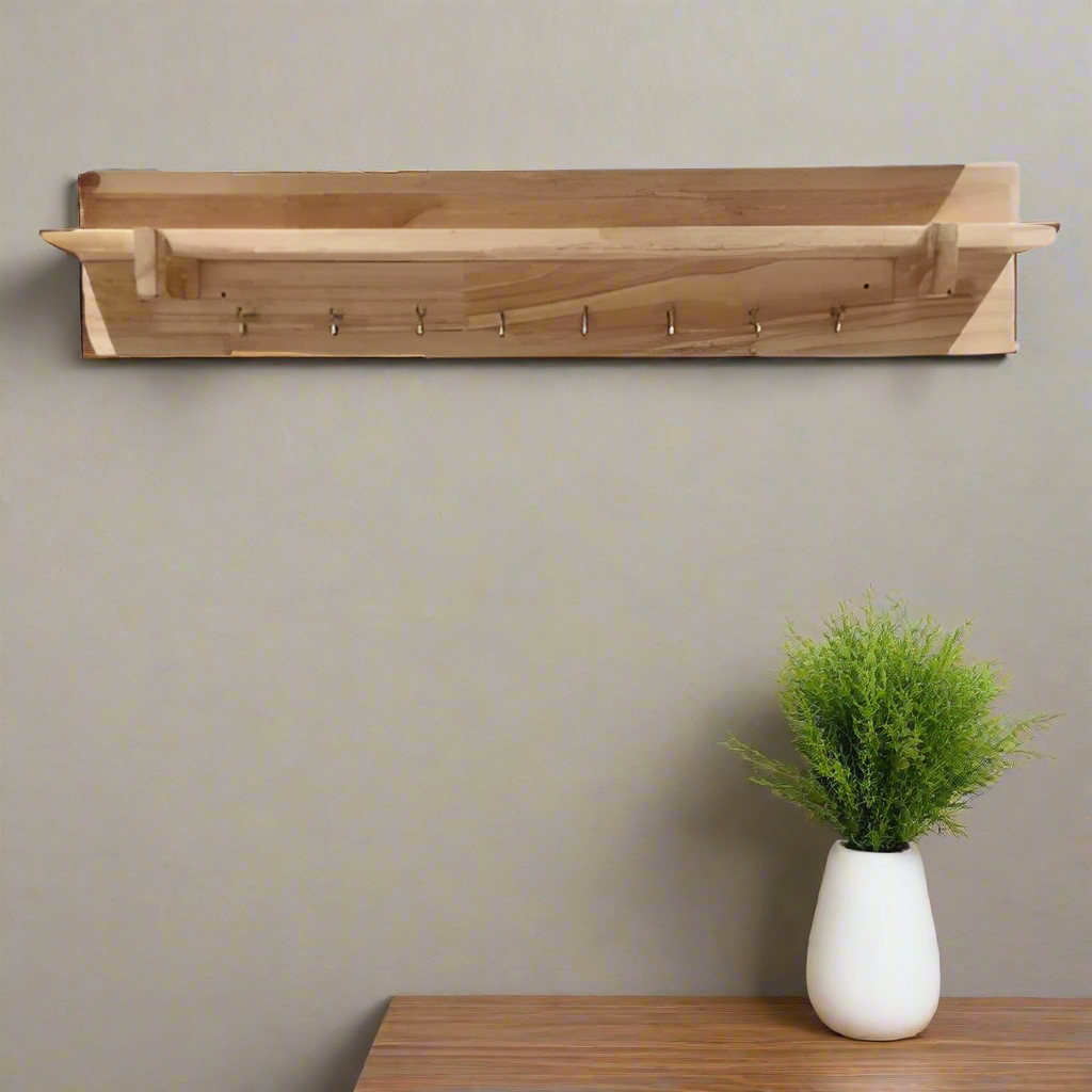 A Minimalist Shelf Coat Rack / Wall Mounted Floating Rack With Hooks By Miza