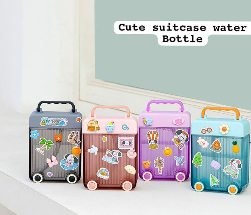 Cute Suit Case Water Bottle With Wheels For Kids-Random Color-1PC-BY APT