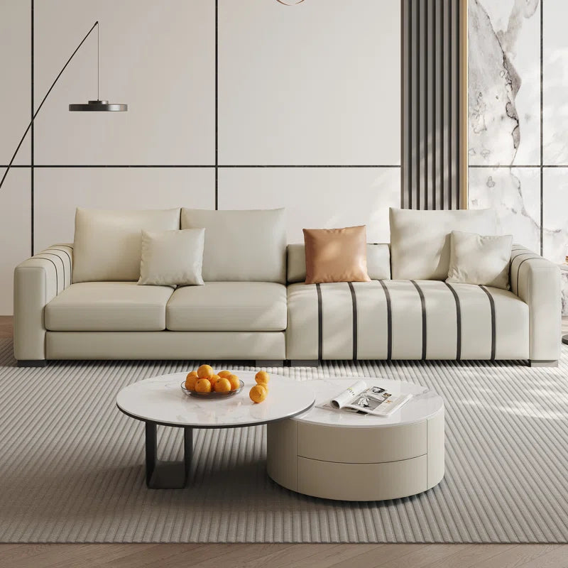 TightFit Faux Leather Piano Sofa/Living-Drawing Room Sofa