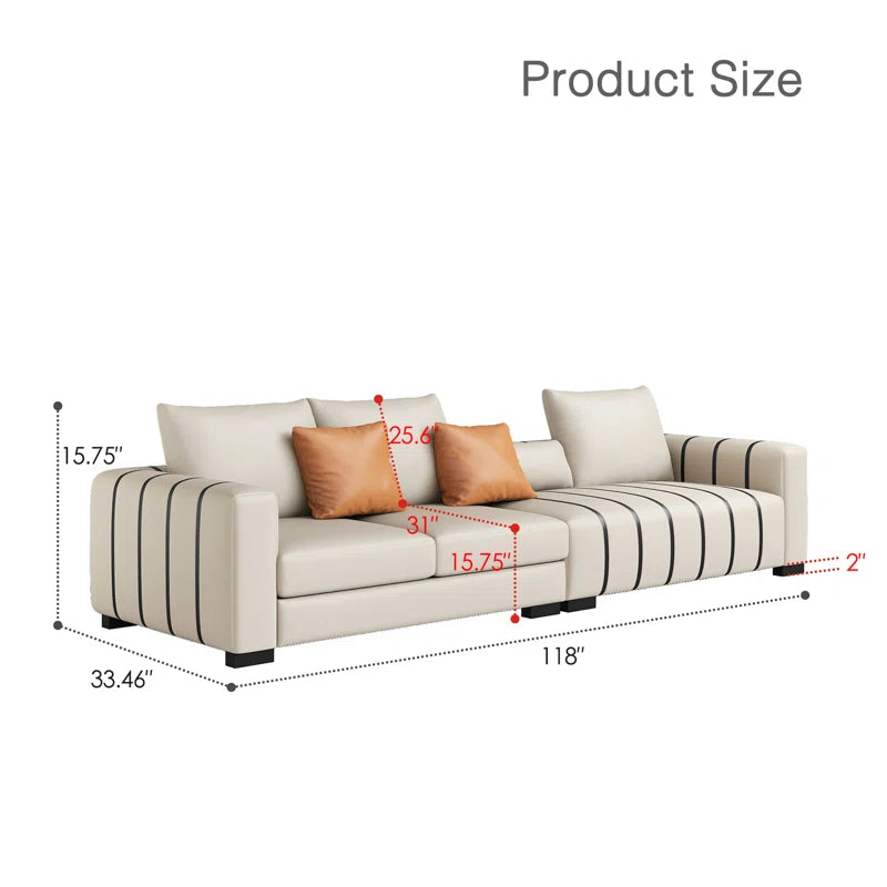 TightFit Faux Leather Piano Sofa/Living-Drawing Room Sofa