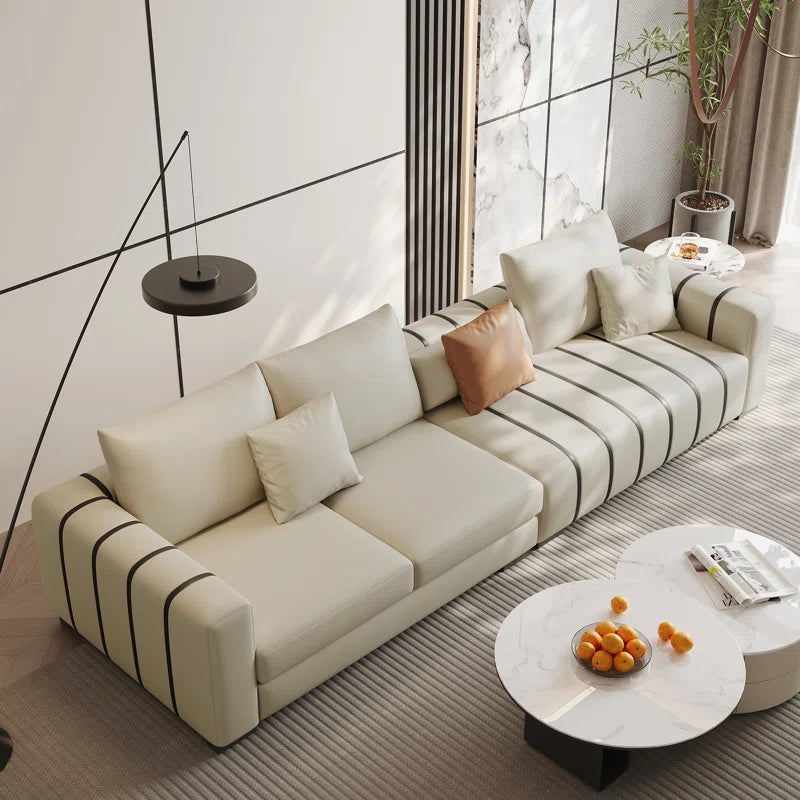 TightFit Faux Leather Piano Sofa/Living-Drawing Room Sofa