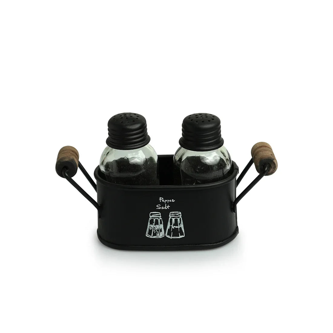 Salt and Pepper Shaker Holder Set With Iron Holder Set of 2, 60 ml By MA-PSB2